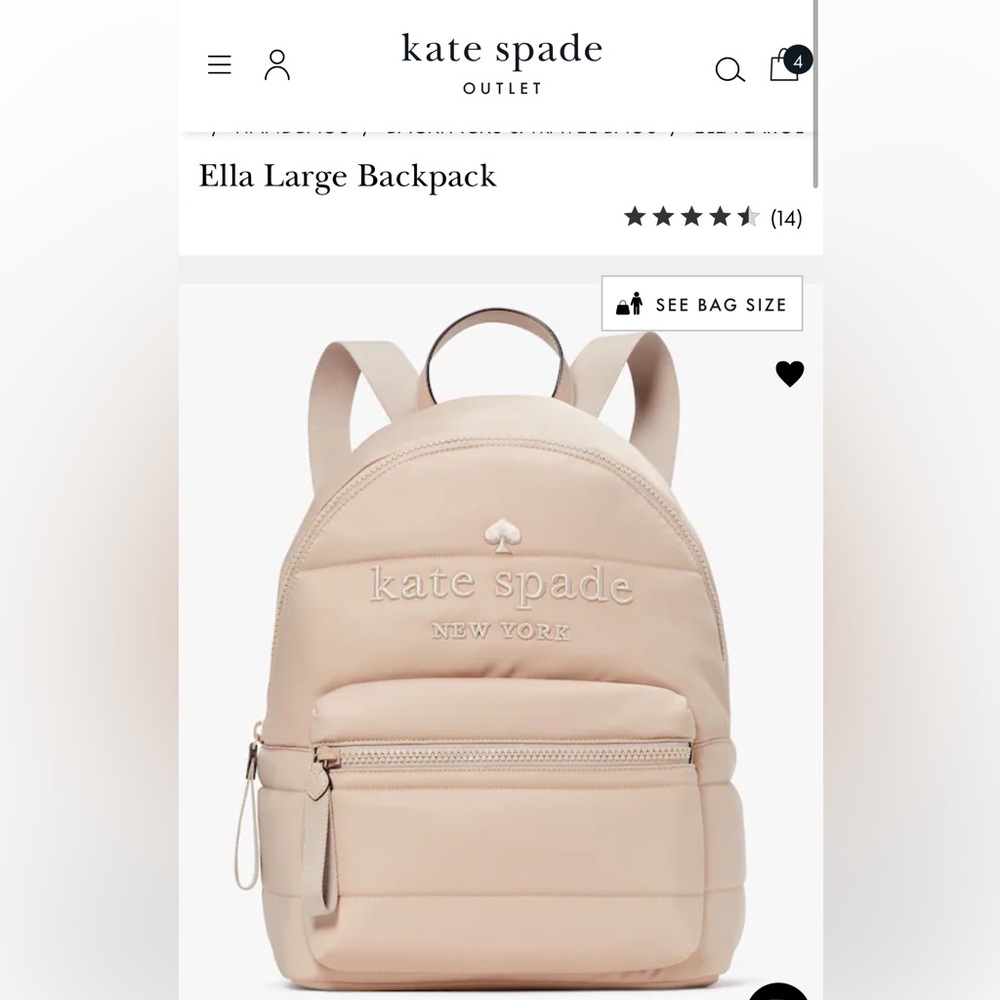 ♠️ Kate Spade Ella Large Backpack in Color Warm Beige
